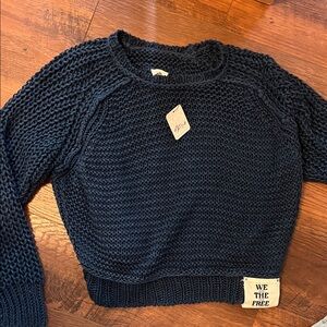 We The Free Deep Blue Crew Neck Sweater, new with tags
